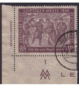 SBZ Leipziger Messe 1948 Nr. 198 DZ gestempelt aus der Ecke unten links