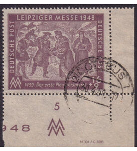 SBZ Leipziger Messe 1948 Nr. 198 DV gestempelt aus der Ecke unten rechts
