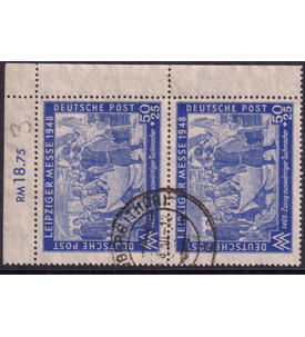 SBZ Leipziger Messe 1948 Nr. 199 V gestempelt gro�er wei�er Fleck auf Tuch