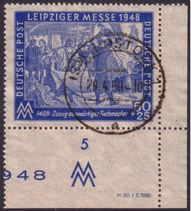 SBZ Leipziger Messe 1948 Nr. 199 DV gestempelt aus der Ecke unten rechts