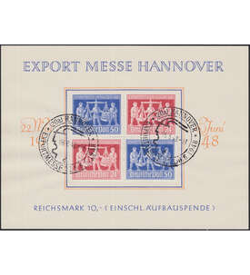 Alliierte Besetzung Nr. V Zd1 auf Sonderblatt Exportmesse
