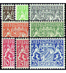 Bayern Dienstmarken postfrisch Nr. 16,17,21,22,25-28 je x+y