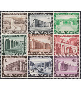Deutsches  Reich postfrisch ** mit Nr. 634-642 Bauten 1936