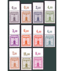 Deutsches Reich Dienstmarken Nr. 155-165 postfrisch ** Oberrandsatz