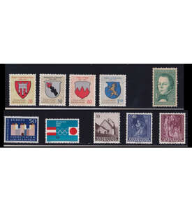 Liechtenstein 1964 Zusammen- stellung von 10 postfrischen Ausgaben