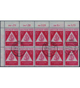 SBZ Tag der Briefmarke 1948 Nr. 228 gestempelter Zehner- block aus der Ecke oben links