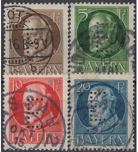 Bayern Dienstmarken Nr. 12-15 gestempelt mit eingelochtem E