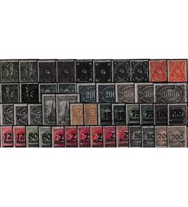 Dt. Reich Infla Farben 46 postfrische Marken mit Farbunterschieden