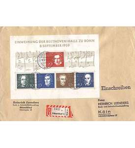 BRD Bund Einschreibe-Brief Beethoven-Block 1959