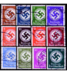 Deutsches Reich Dienstmarken Nr. 166-177 nachtr�glich gestempelt