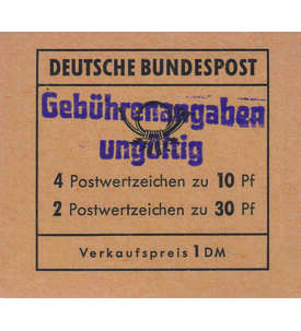 BRD - Markenheft Ungltig Nr. 16 postf. mit Abstempelung Gebhrenangabe ungltig