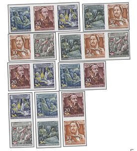 DDR Engels 1955 postfrisch ** 9 Zusammendruckkombinationen aus Block 13
