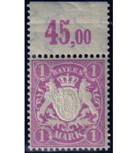 Bayern - 1 Mark-Hchstwert Nr. 53 y a Oberrand postfrisch Staatswappen 1900