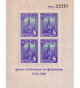 Spanien Lokalausgabe postfrische Blockausgabe Cataluny Vinebre 1937