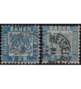 Baden Nr. 25a+b gestempelt