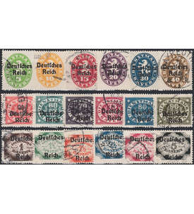 Deutsches Reich Dienstmarke Nr.34-51 gestempelt in Bedarfserhaltung