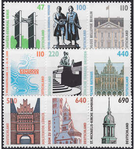 BRD Bund  Sehenswrdigkeiten **    9 Rollenmarken mit Nr.         aus 1995-1998