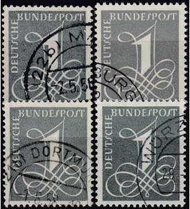 BRD Bund  Nr. 226x/226y/285X/285Y 1 Pfennig-Ausgaben gestempelt