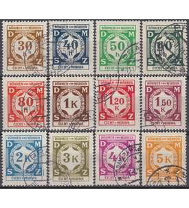 Böhmen und Mähren mit Dienstmarken Nr. 1-12 gestempelt