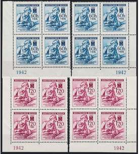Böhmen und Mähren Nr. 111-112 postfrisch Eckrandviererblocks re+li