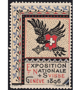Schweiz - Flugpostvignette zur Nationalen Schweizer Ausstellung 1896 postfrisch