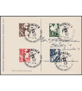BRD Bund Nr. 167-170 auf Karte mit Sonderstempeln Verkehrsausstellung 1953