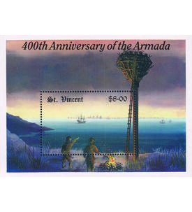 Schiffe - Kollektion 100 ver. Marken Schiff-Motiven mit St. Vincent Block 58