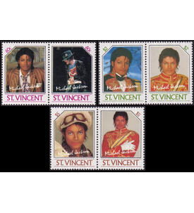 Michael Jackson 3 postfrische Zusammendrucke der Karibik-Insel St. Vincent