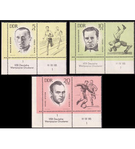 DDR-Druckvermerke postfrisch Nr. 958, 959 und 961 Sportler 1963