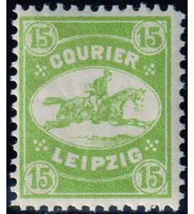 Stadtpost Leipzig postfrisch Postilion auf Pferd mit der Inschrift Courier Leipzig
