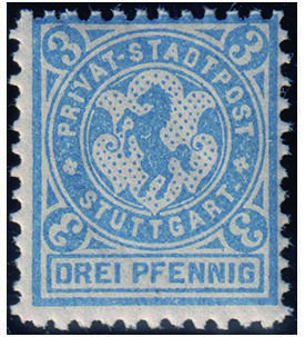 Stadtpost Stuttgart Nr. 3 postfrisch springendes Pferd mit Stadtwappen von Stuttgart