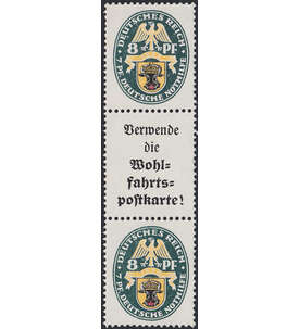 Dt. Reich ZD KZ 15 ungestemp. Nothilfe 1929 (8+Z+Z+15) Landeswappen