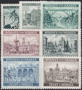 Böhmen und Mähren Nr. 55-61 postfrisch ** Bauwerke 1940