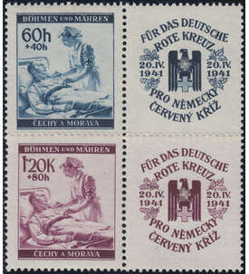 Böhmen und Mähren Nr. 62-63 Zf postfrisch ** Rotes Kreuz 1941