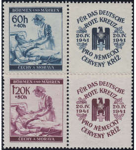 Bhmen und Mhren Nr. 62-63 Zf postfrisch ** Rotes Kreuz 1941