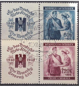Böhmen und Mähren Nr. 53-54 Zf gestempelt Rotes Kreuz 1940