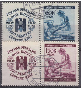 Böhmen und Mähren Nr. 62-63 Zf gestempelt Rotes Kreuz 1941