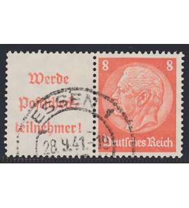 Deutsches Reich Zusammendruck W87 gestempelt Hindenburg 1940 (A16.2+8)