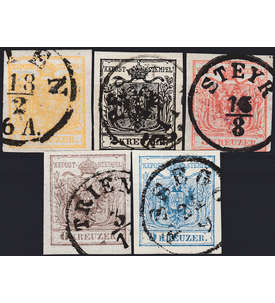 sterreich Nr. 1-5X gestempelt Wappen Freimarken 1850