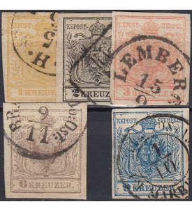 sterreich Nr. 1-5Y gestempelt Wappen Freimarken 1850
