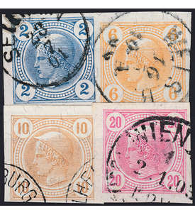 sterreich Nr. 97-100 gestempelt Merkurkopf Zeitungsmarken 1899 ohne Lackstreifen