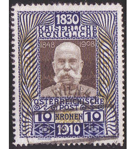 sterreich Nr. 177 gestempelt  80. Geburtstag Franz Joseph 10 Kronen 1910
