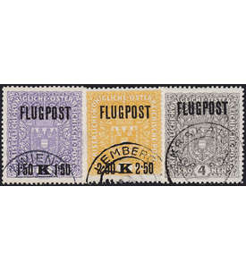 sterreich Nr. 225-227y gestempelt Flugpostmarken 1918