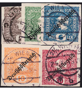 sterreich Nr. 247-251 gestempelt Aufdruckmarken Merkur 1919 Deutschsterreich