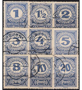 sterreich Portomarken 1920-21 Nr. 84-92y gestempelt 9 Werte