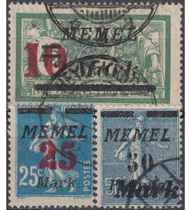 Memel Nr. 121-123 gestempelt