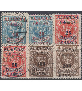 Memel Nr. 135-140 gestempelt