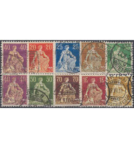 Schweiz Nr.101-110x gestempelt Sitzende Helvetia 1908