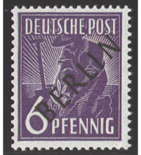 II Berlin Nr. 2                6 Pfennig  Schwarzaufdruck 1948