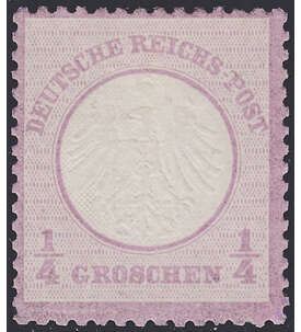 II Dt.Reich Nr. 1 ungestempelt Kleiner Brustschild-1/4 Gr. mit kleinen Fehlern
